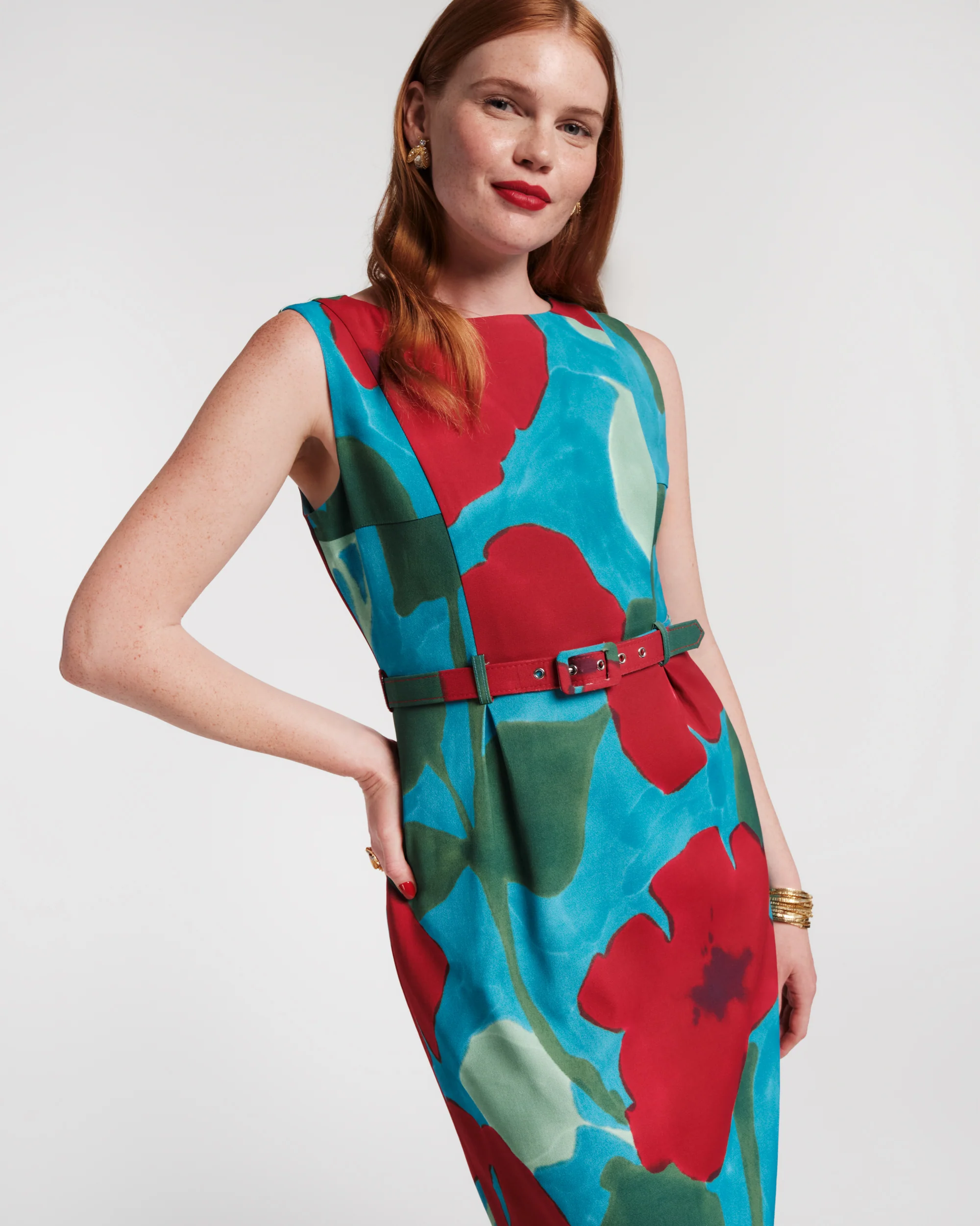 Audrey Belted Midi Dress - Floating Floral - Image 3