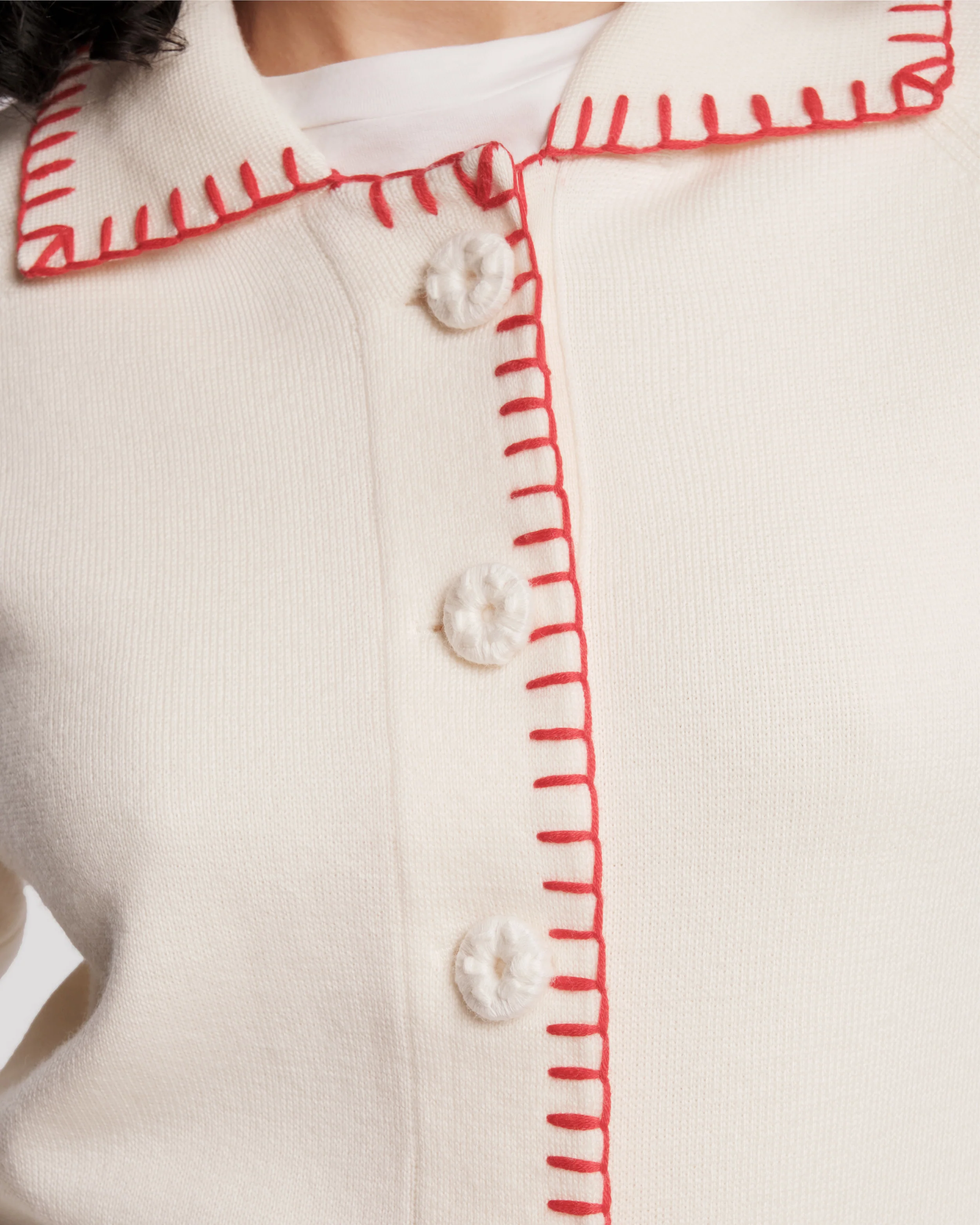 Babs Blanket Stitch Cardigan - Oyster - Image 4