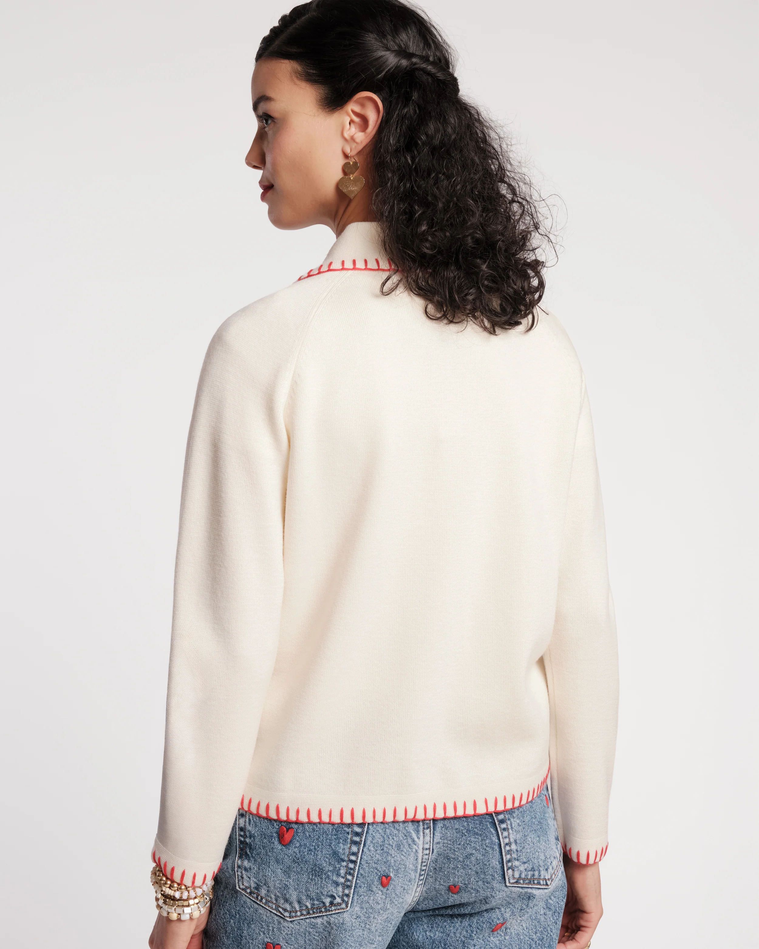 Babs Blanket Stitch Cardigan - Oyster - Image 5