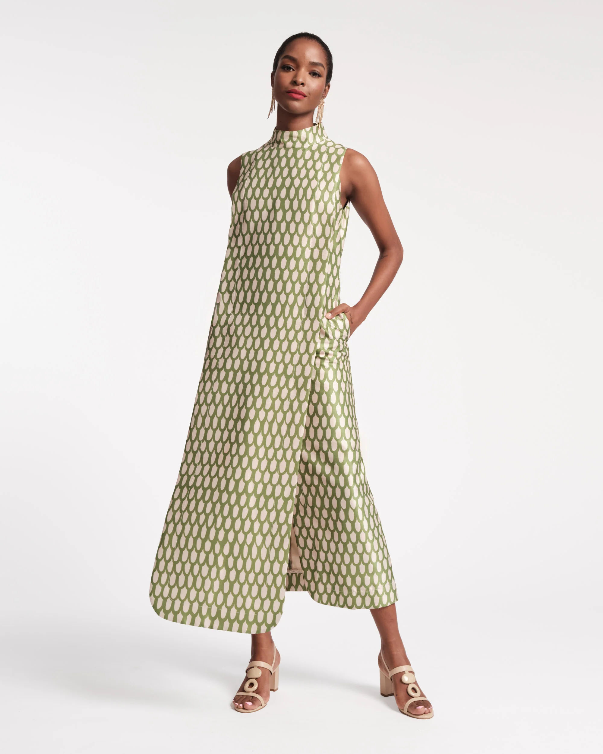 Carlyle Maxi Dress - Loop Print Green - Image 3