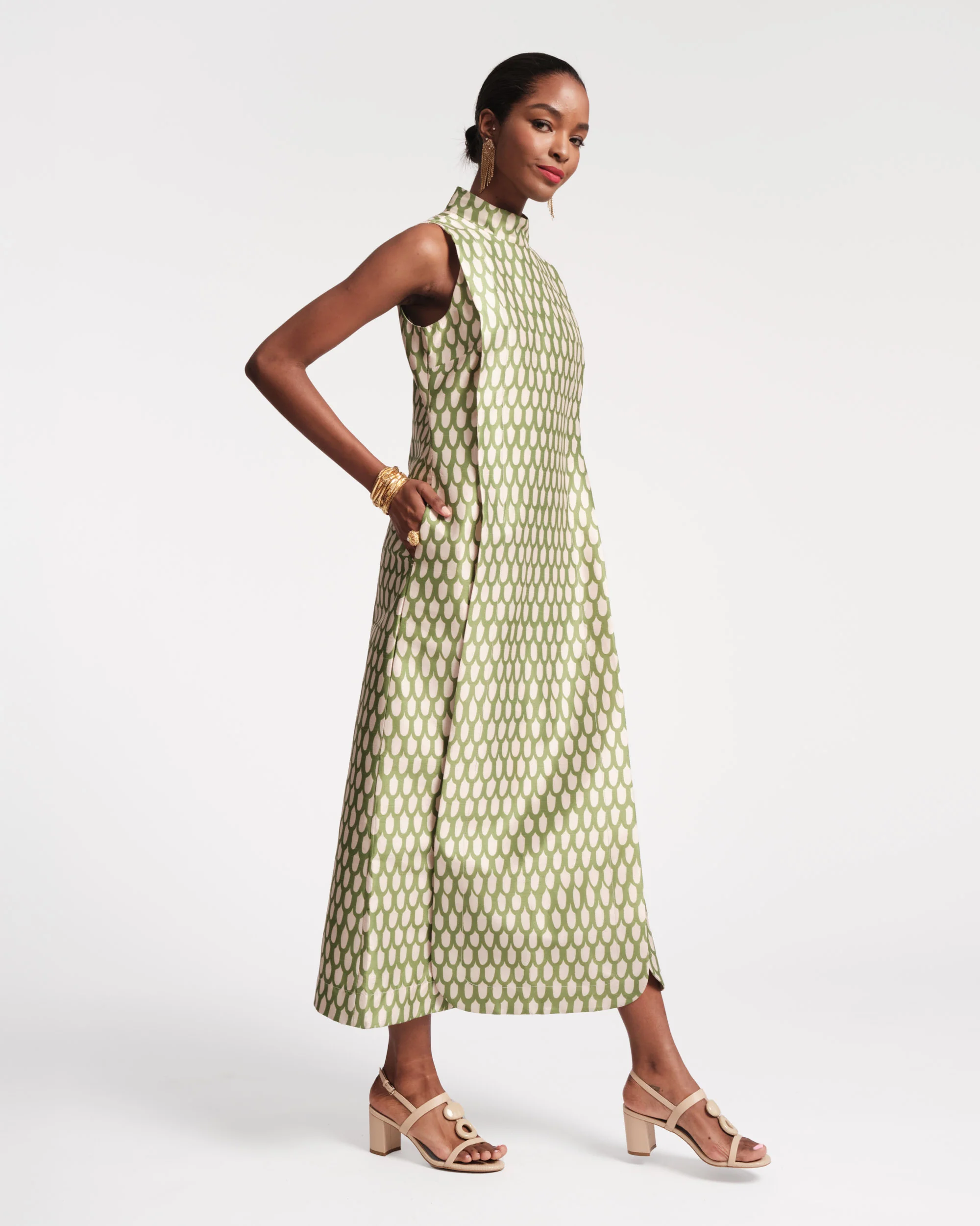 Carlyle Maxi Dress - Loop Print Green - Image 6