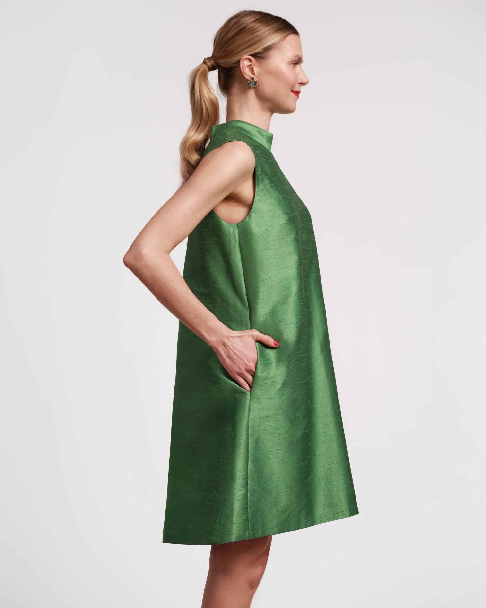 Sleeveless Diplomat Mini Dress - Green - Image 3