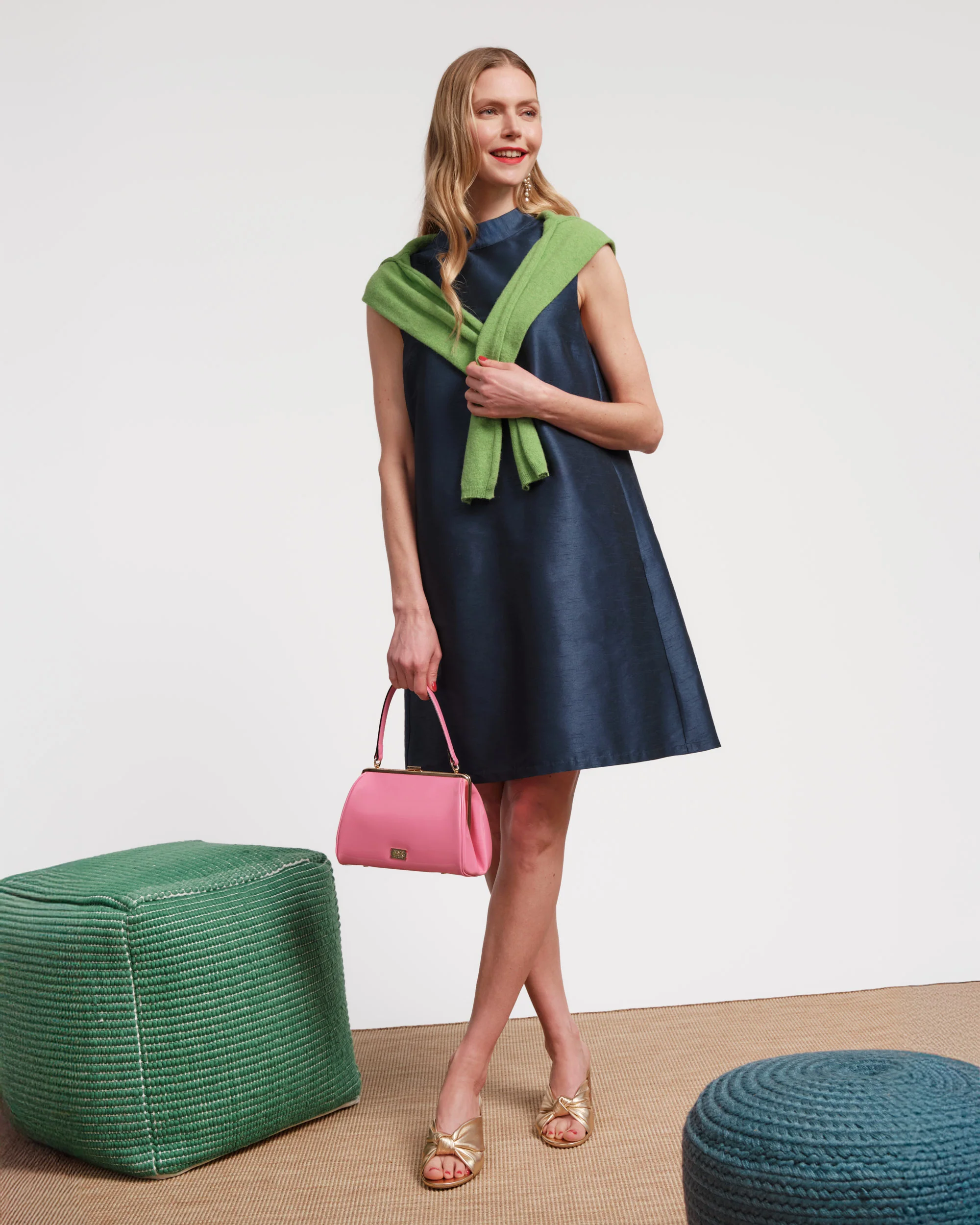 Sleeveless Diplomat Mini Dress - Navy - Image 4