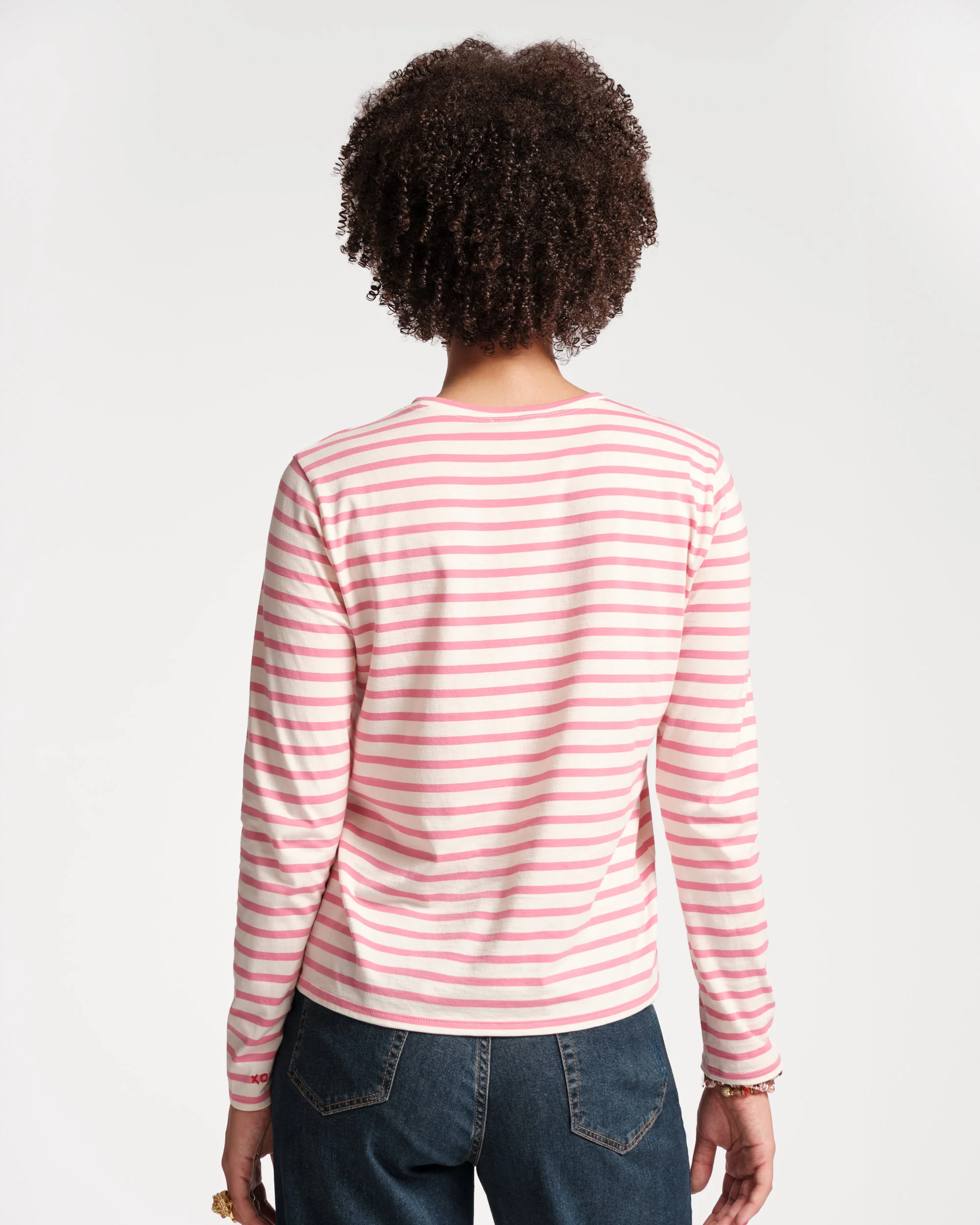 Long Sleeve Striped T Shirt - Oyster Pink - Image 4