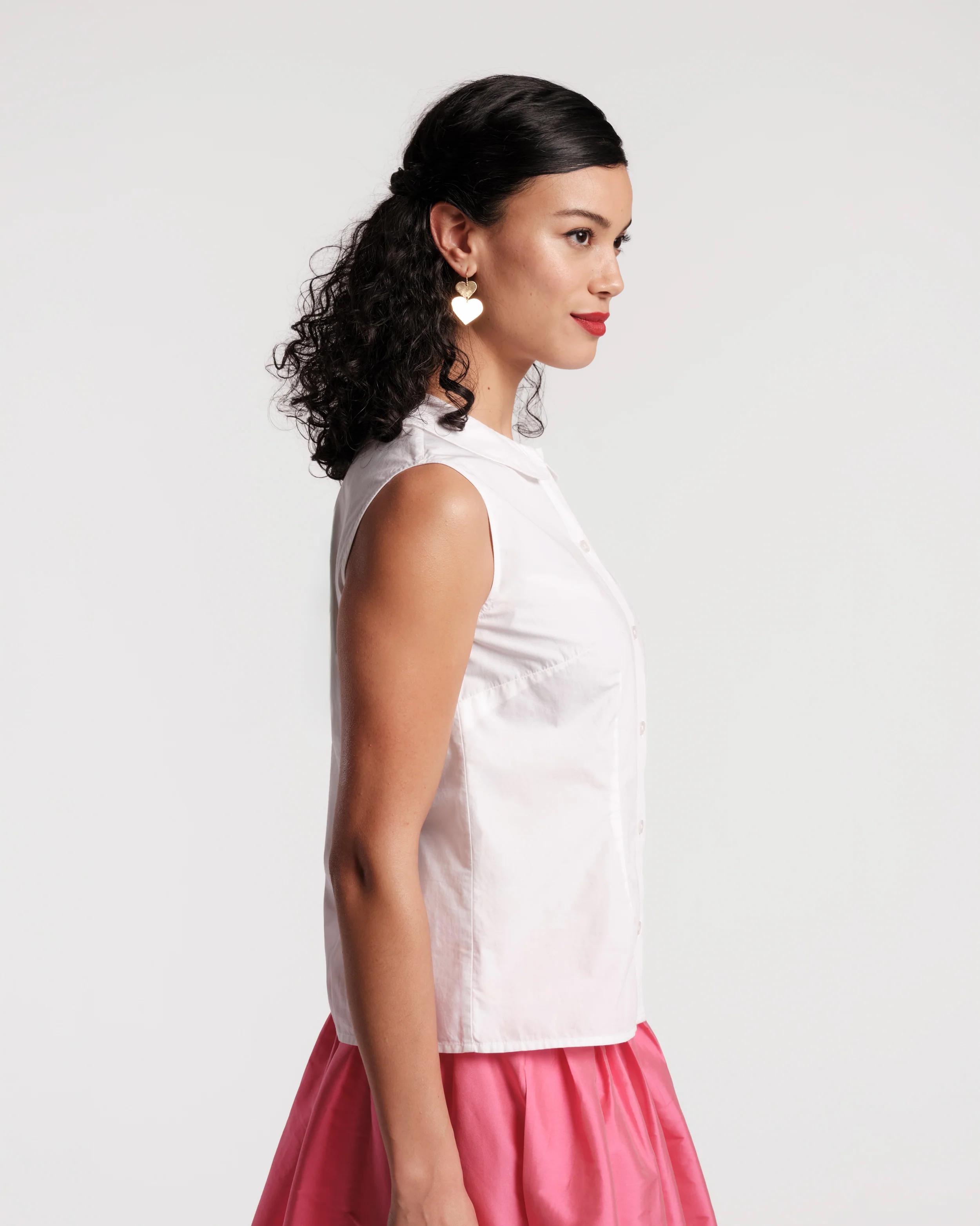 Louise Heart Collar Shell - White - Image 4