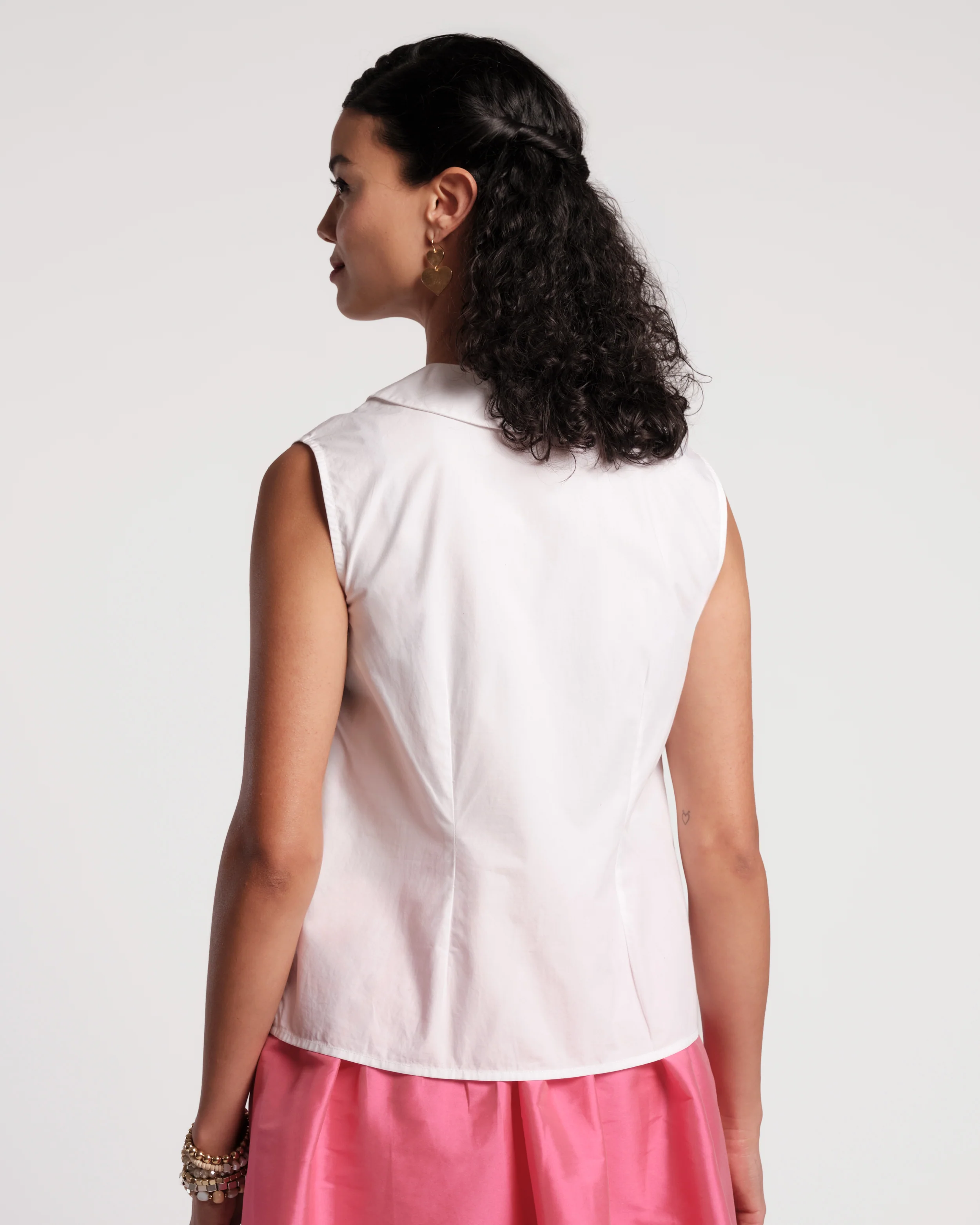 Louise Heart Collar Shell - White - Image 5