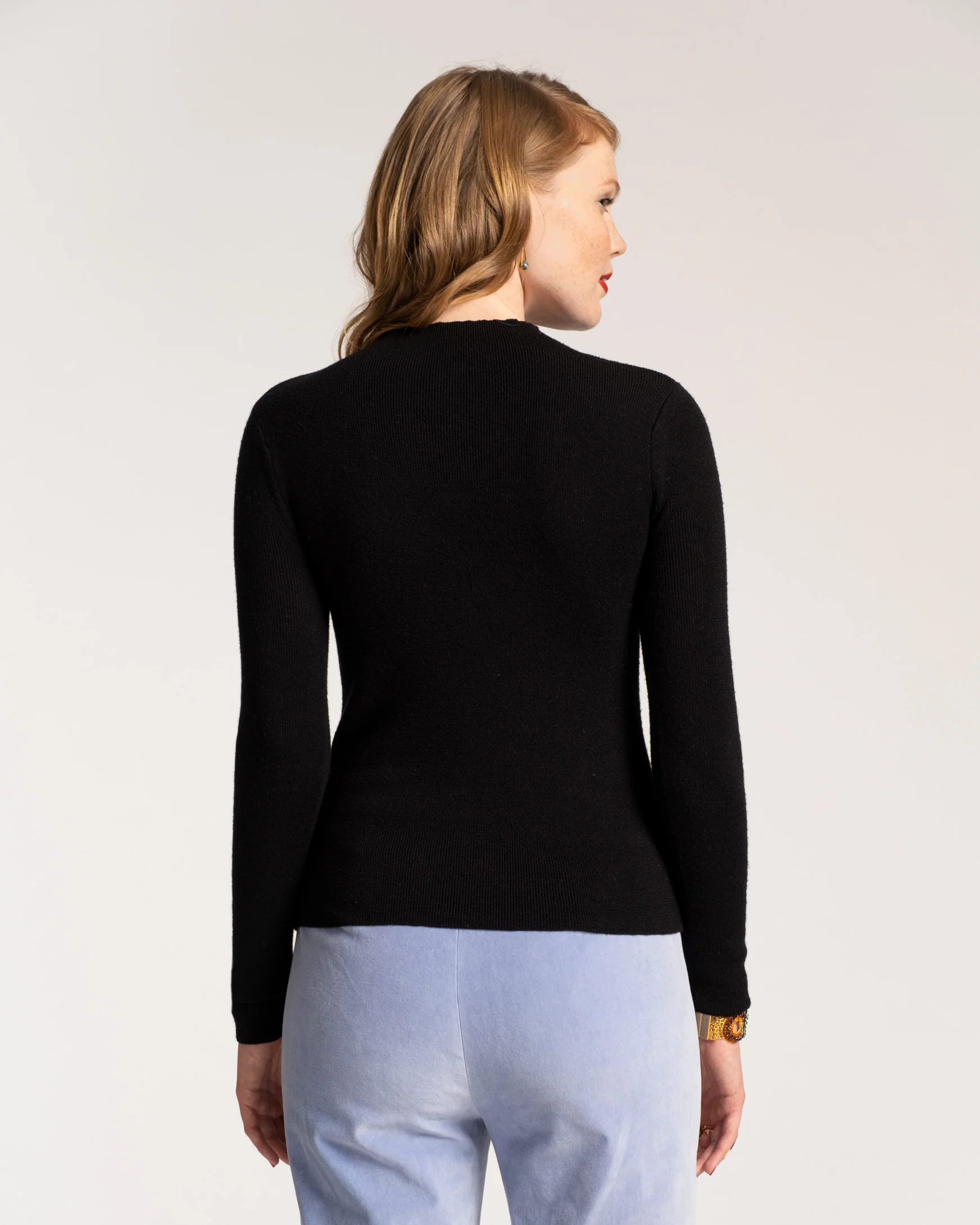 Marie Long Sleeve Cotton Sweater - Black - Image 4