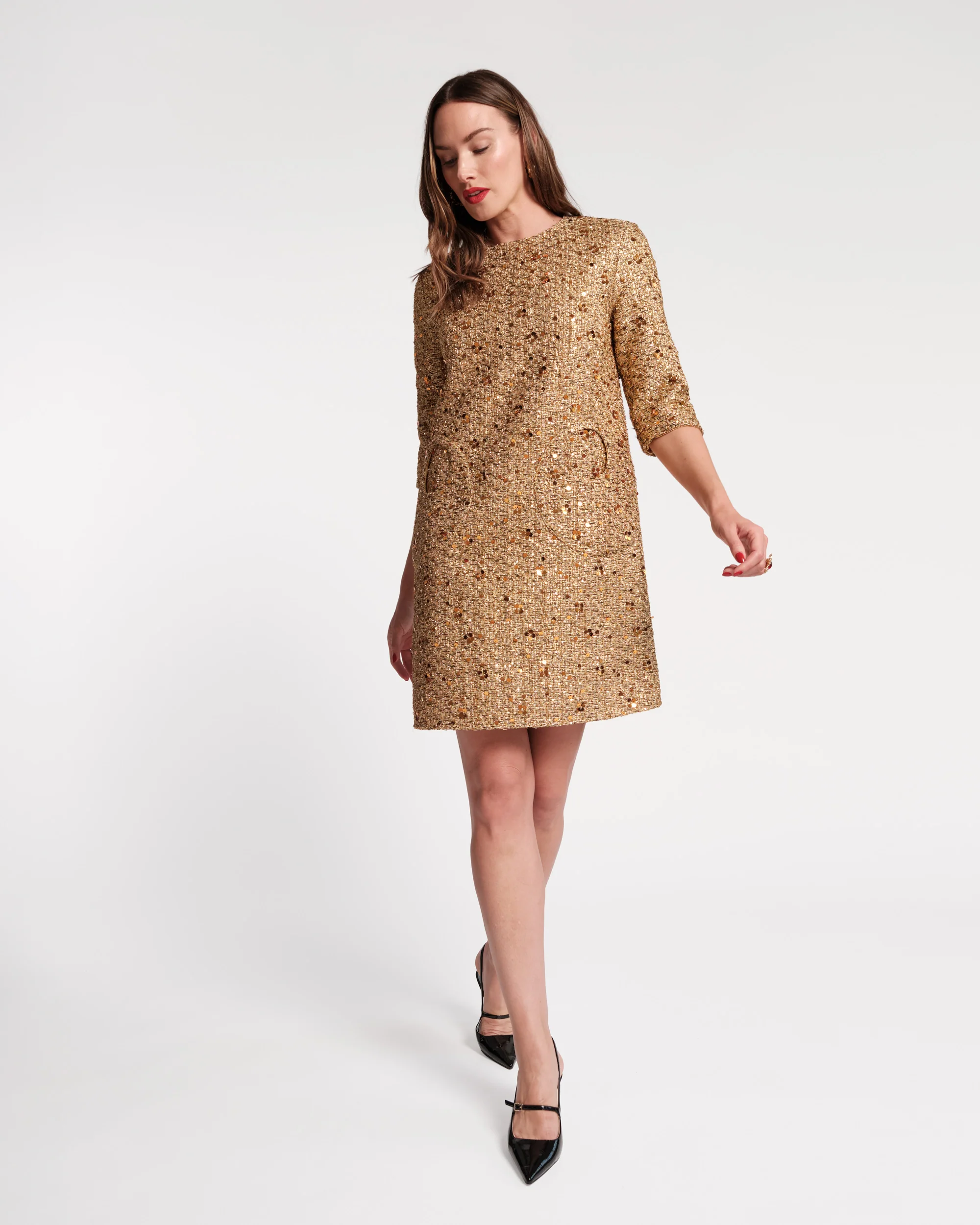 Mod Sequin Dress - Gold - Image 3