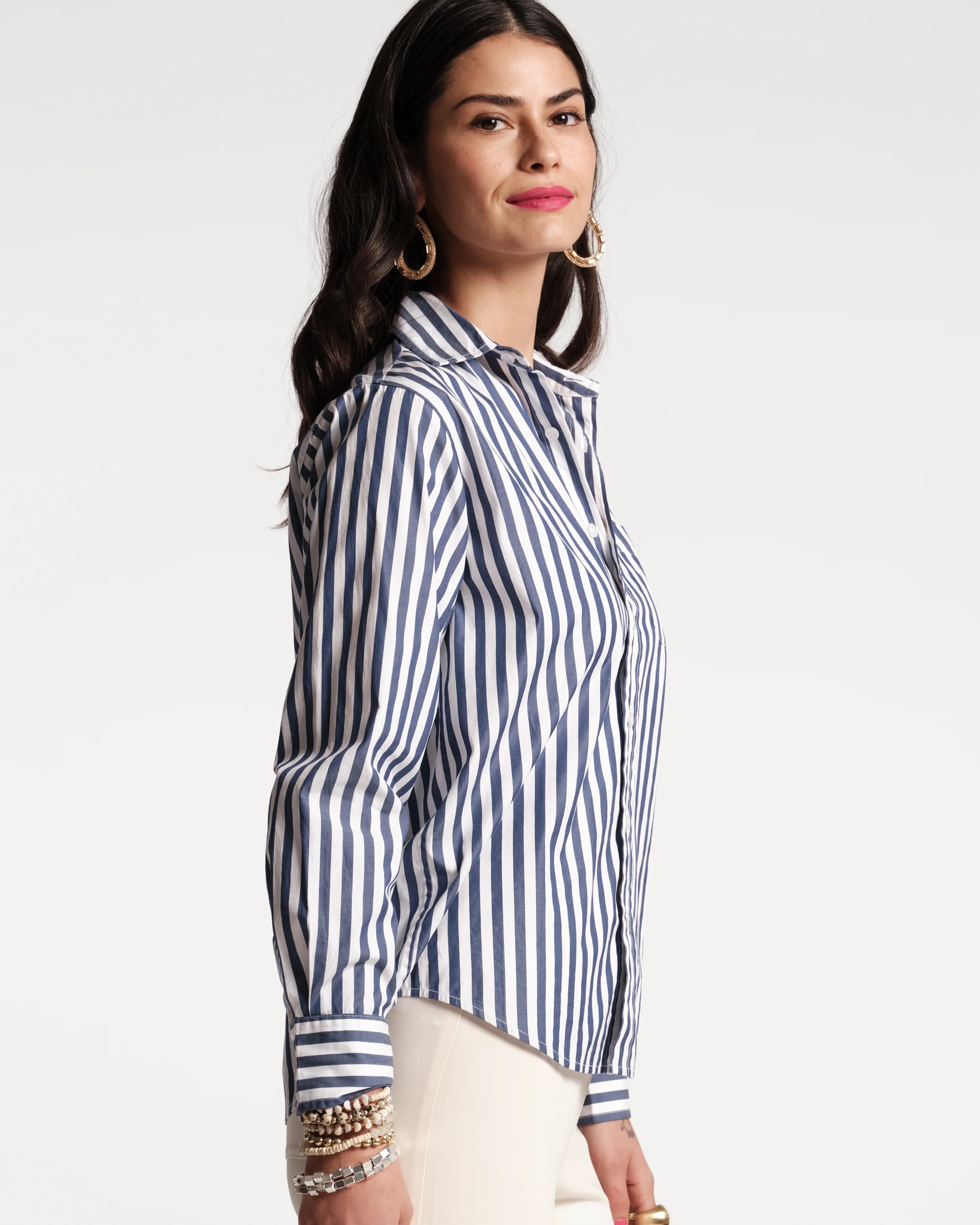 Perfect Button Down - Stripe Navy - Image 3