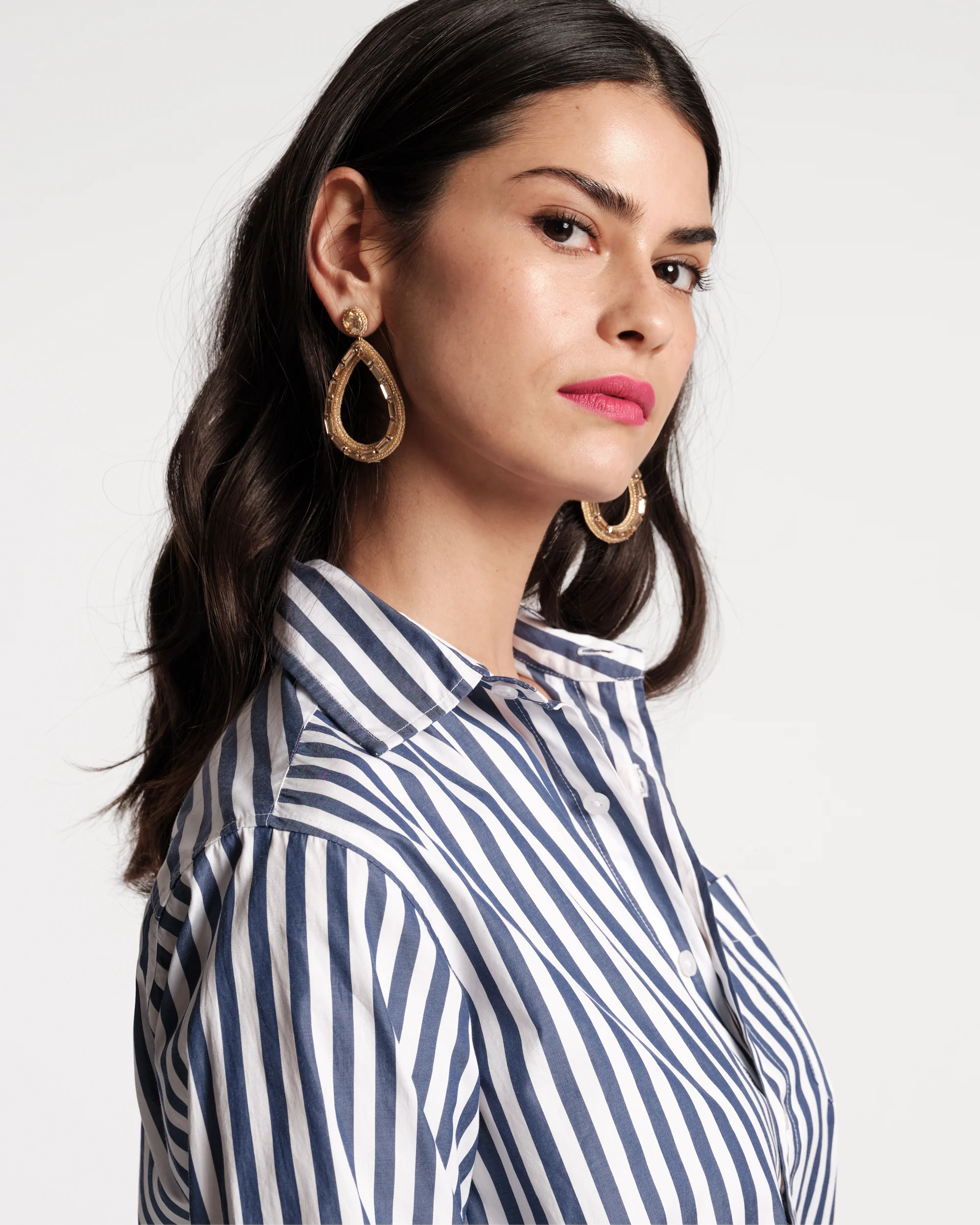 Perfect Button Down - Stripe Navy - Image 5