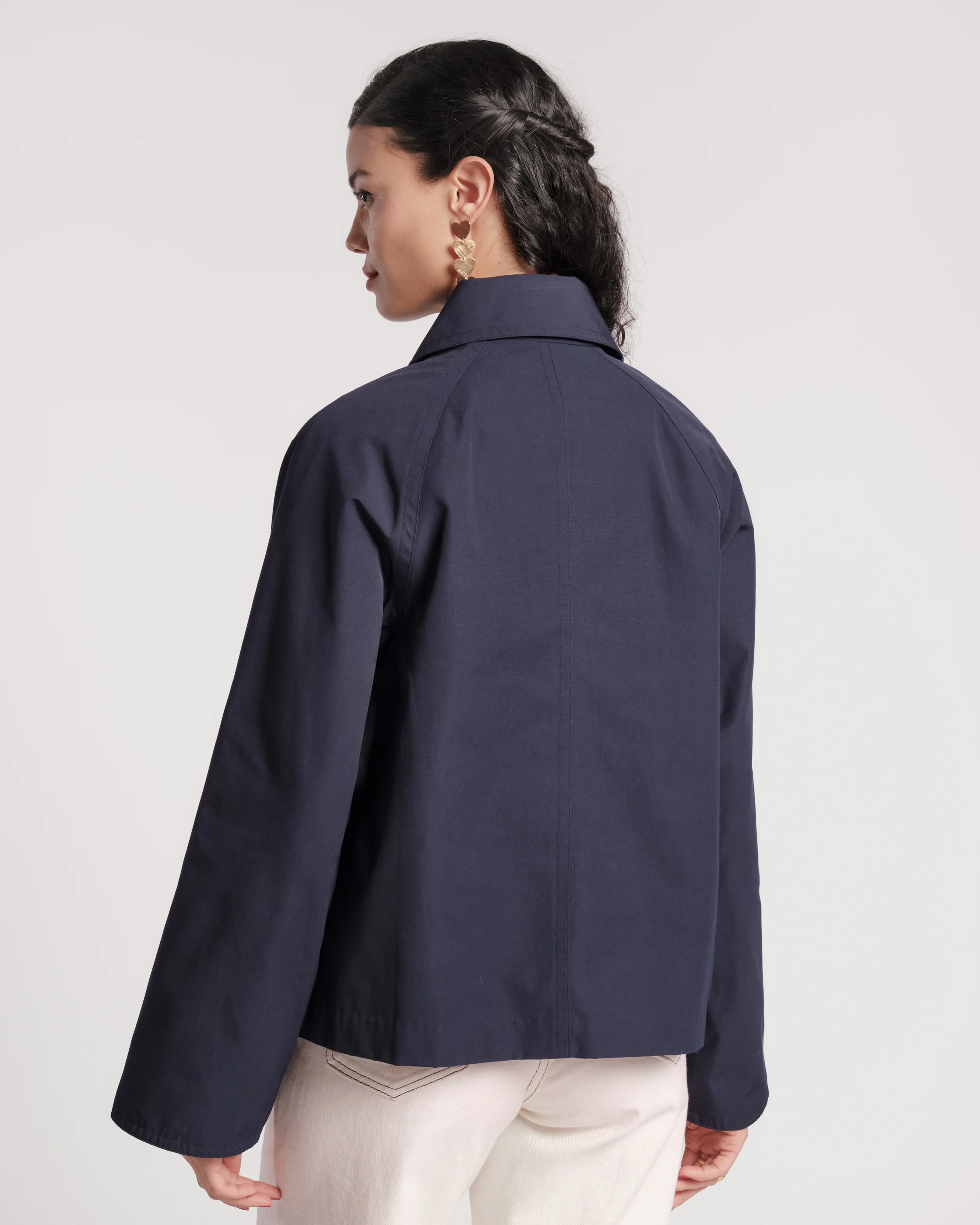 Short Spiffy Trench Coat - Navy - Image 5