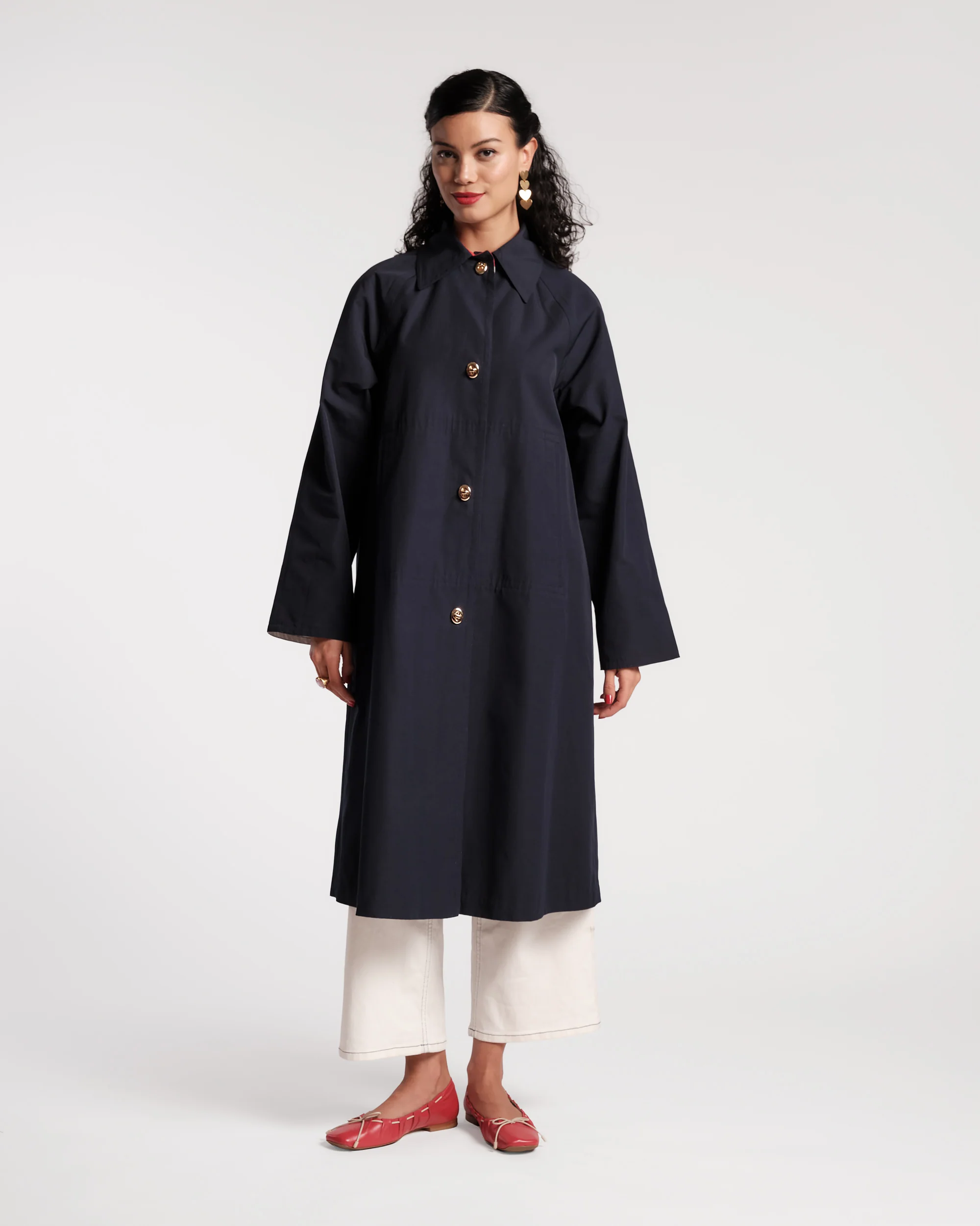 Spiffy Trench Coat - Navy - Image 3